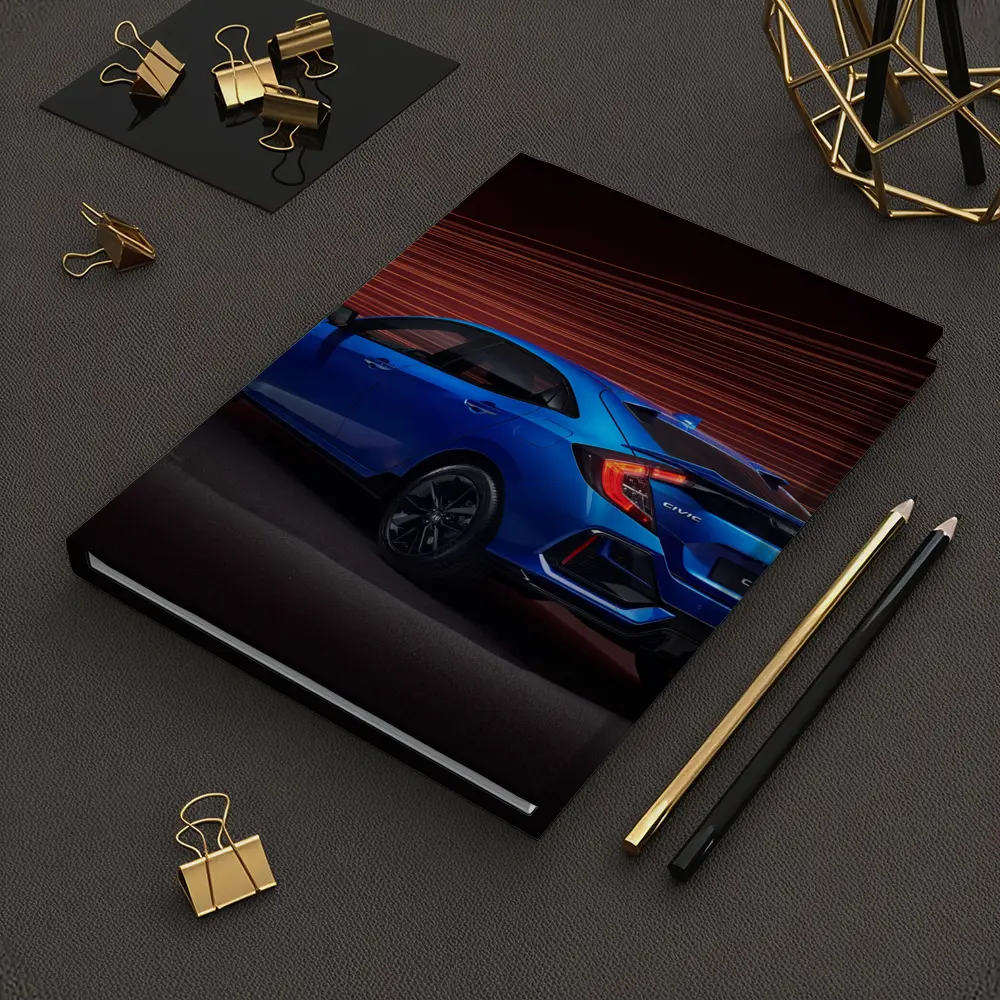 Honda Civic Hatchback Blue Neon Light Streaks – Notebooks