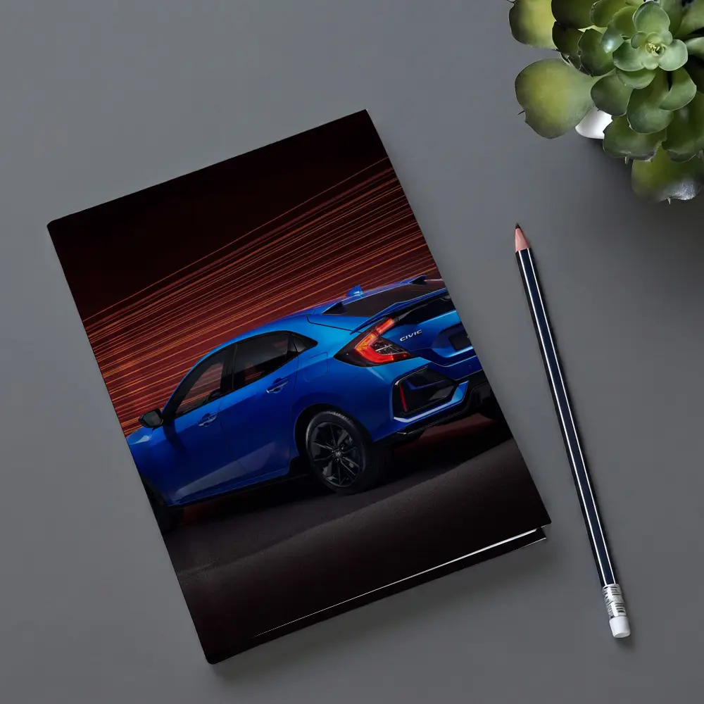 Honda Civic Hatchback Blue Neon Light Streaks – Notebooks