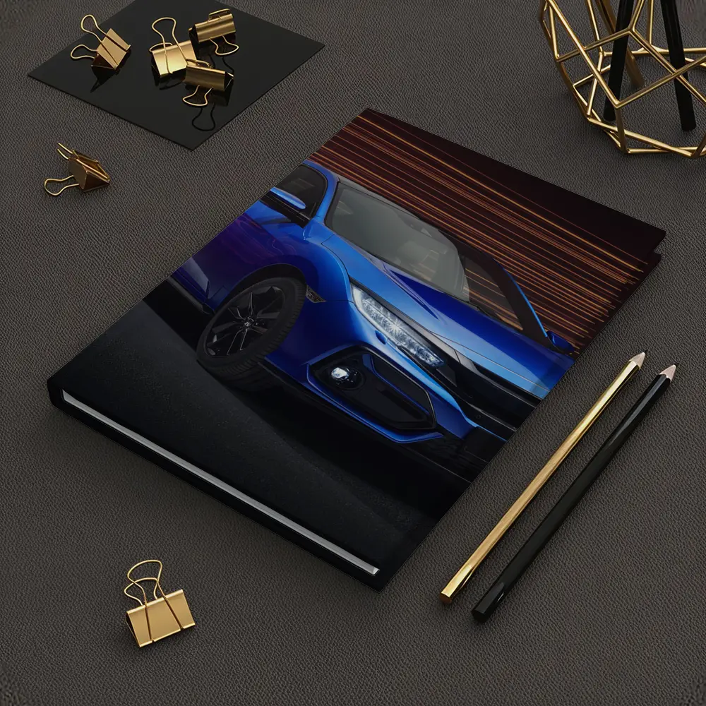 Honda Civic Hatchback Blue Studio Dark Background – Notebooks