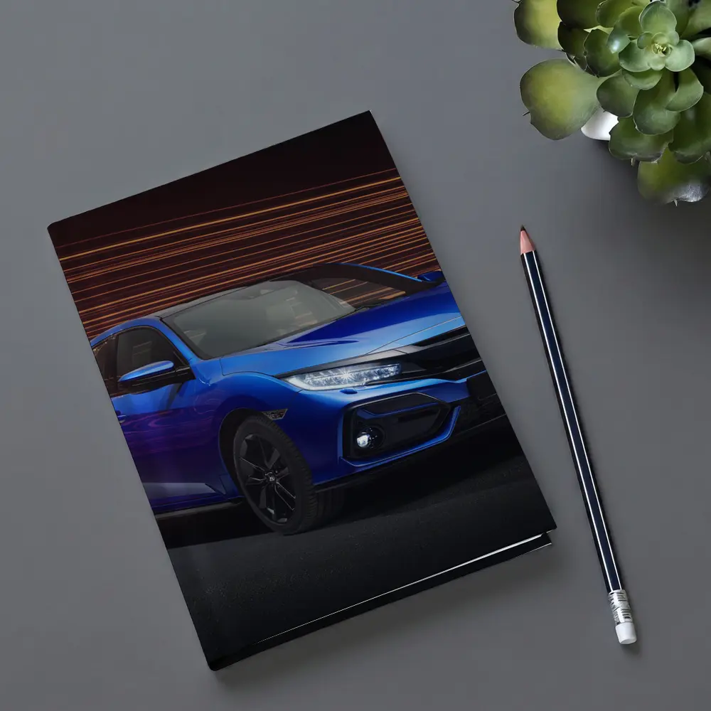 Honda Civic Hatchback Blue Studio Dark Background – Notebooks