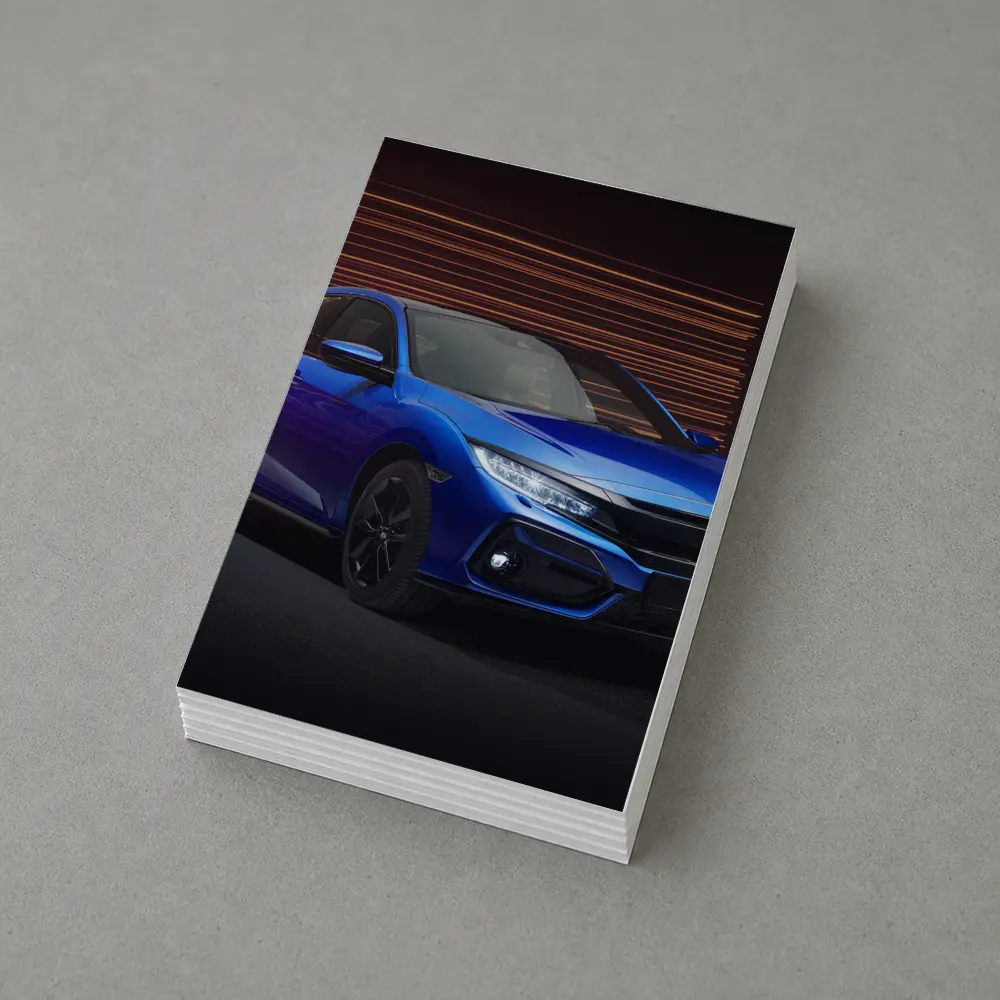Honda Civic Hatchback Blue Studio Dark Background – Postcards