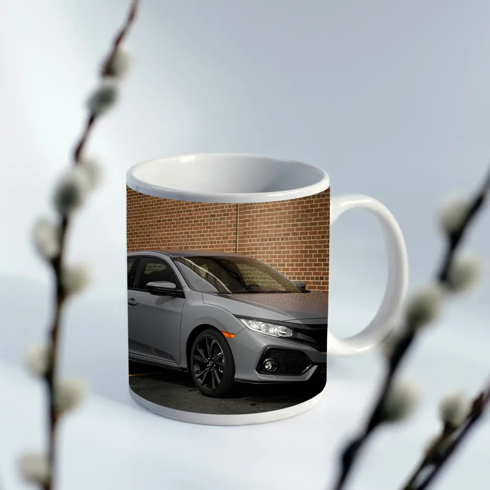 Honda Civic Sport Hatchback Gray Brick Background – Mugs