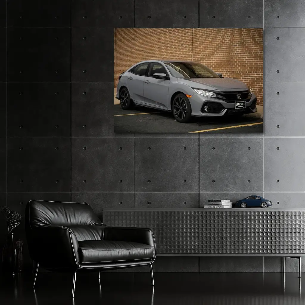 Honda Civic Sport Hatchback Gray Brick Background – Wall Art