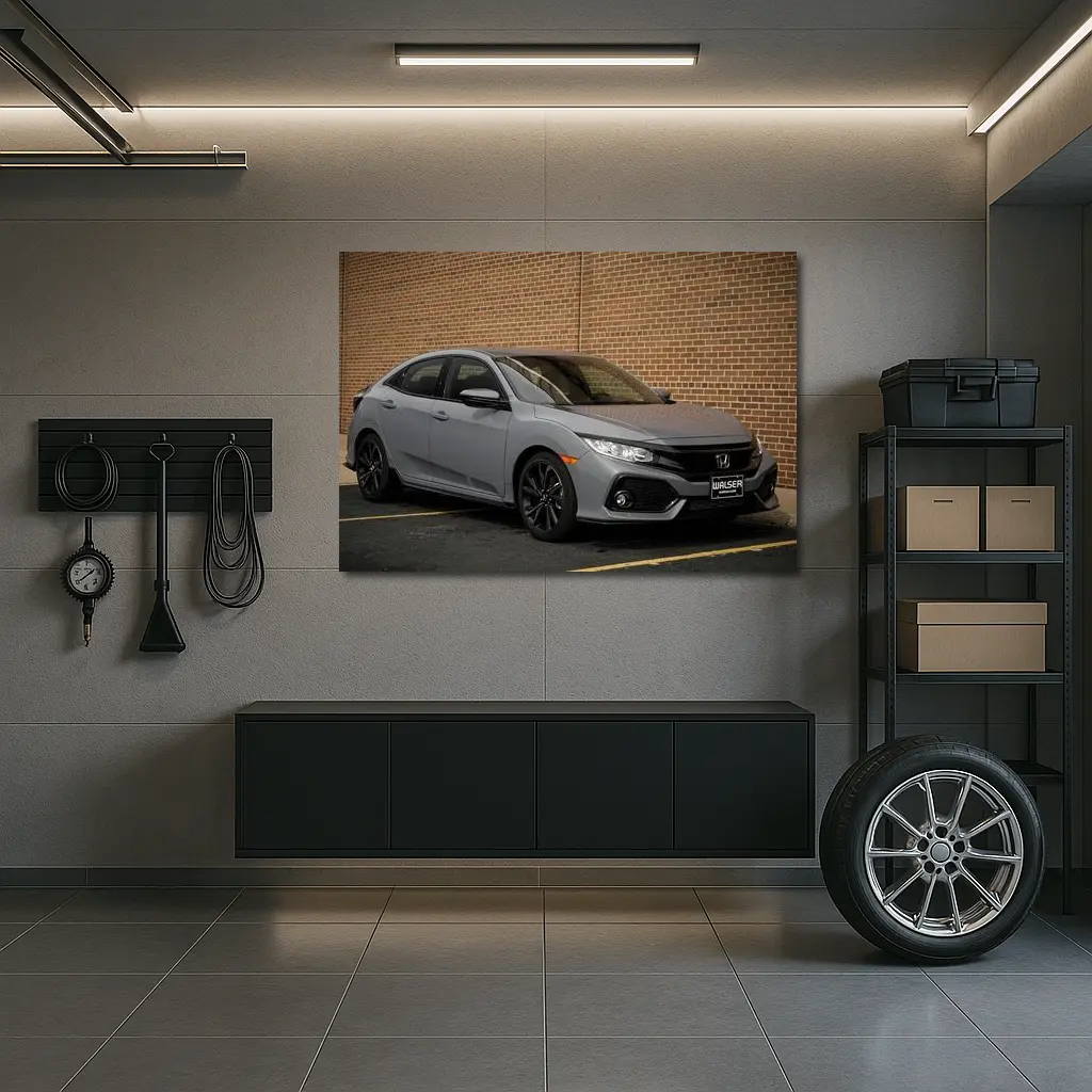 Honda Civic Sport Hatchback Gray Brick Background – Wall Art