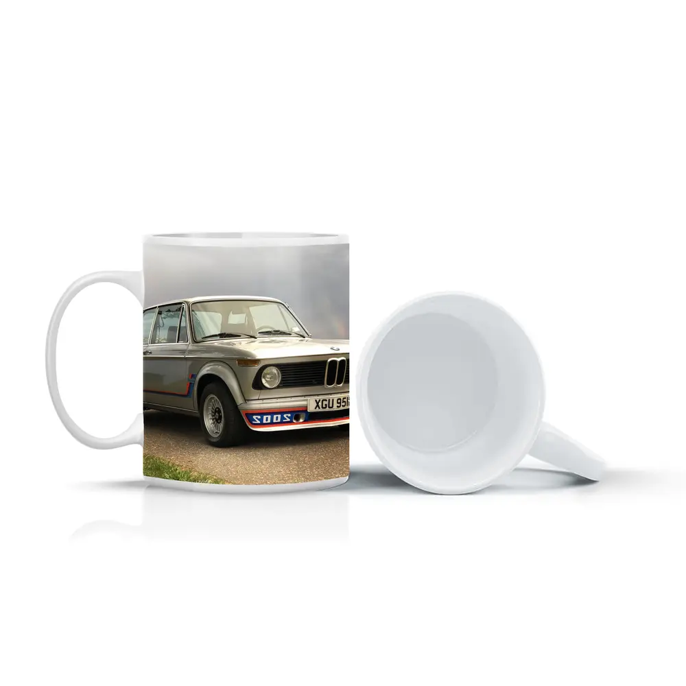 BMW 2002 Turbo Classic Silver Road Scene – Mugs
