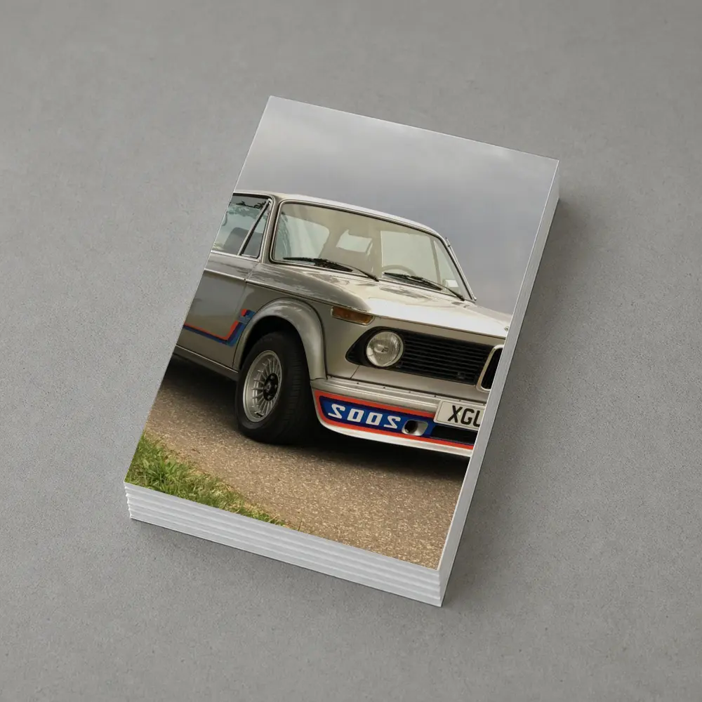 BMW 2002 Turbo Classic Silver Road Scene – Postcards