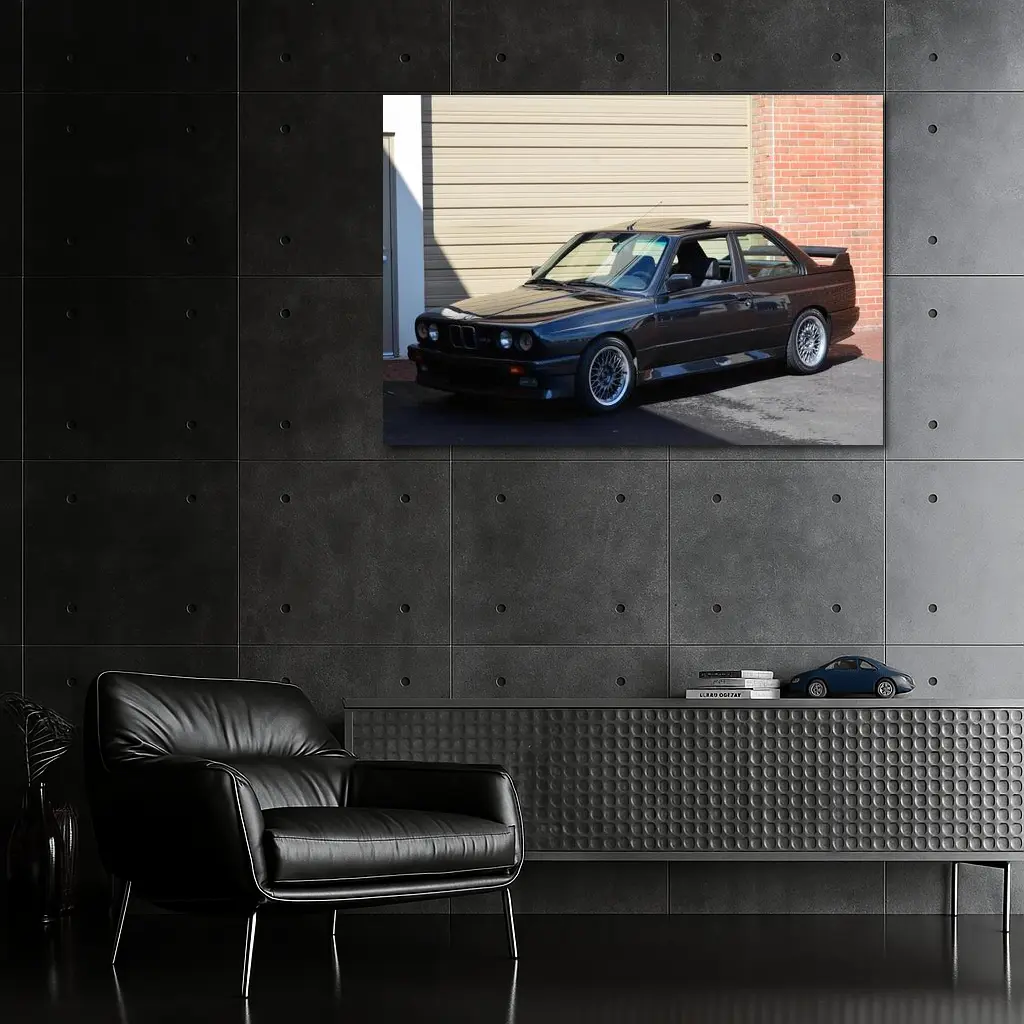 BMW E30 M3 Parked Outside Building – Wall Art