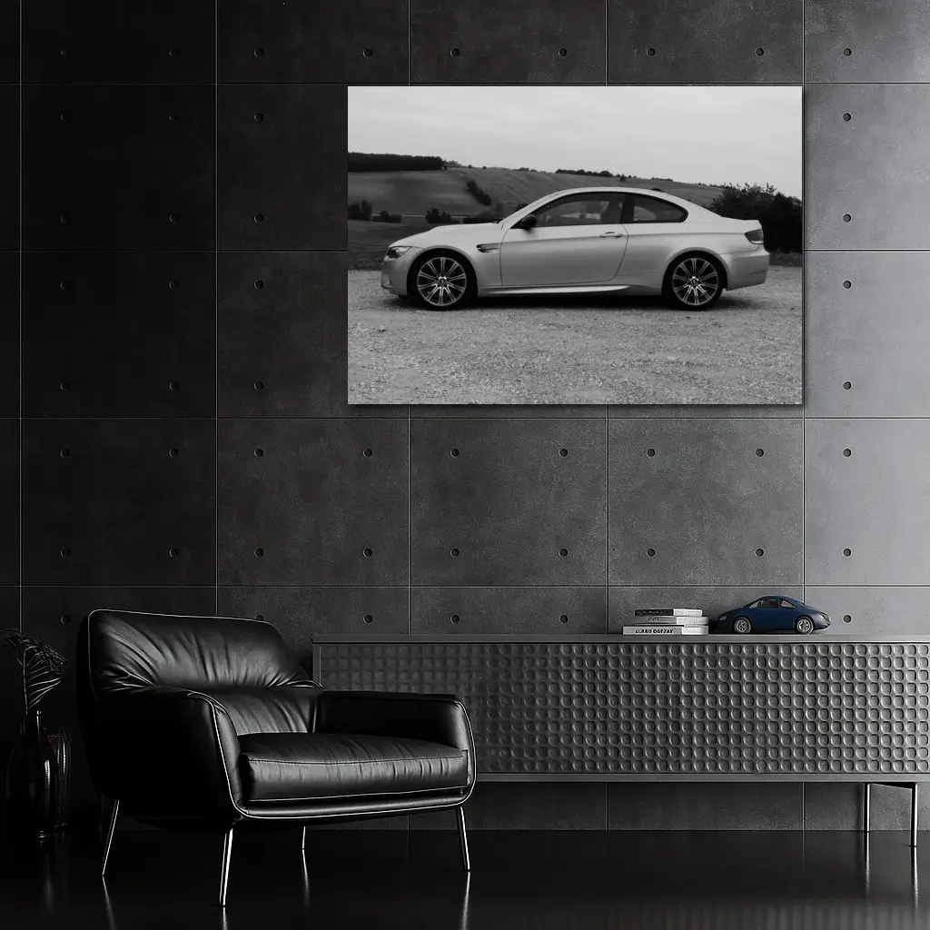 BMW M3 E92 Coupe Silver Countryside Side Profile – Wall Art