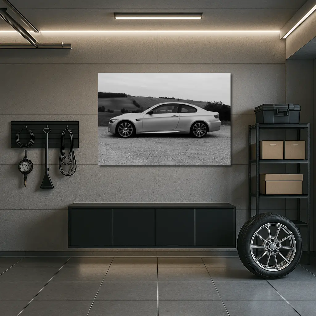 BMW M3 E92 Coupe Silver Countryside Side Profile – Wall Art