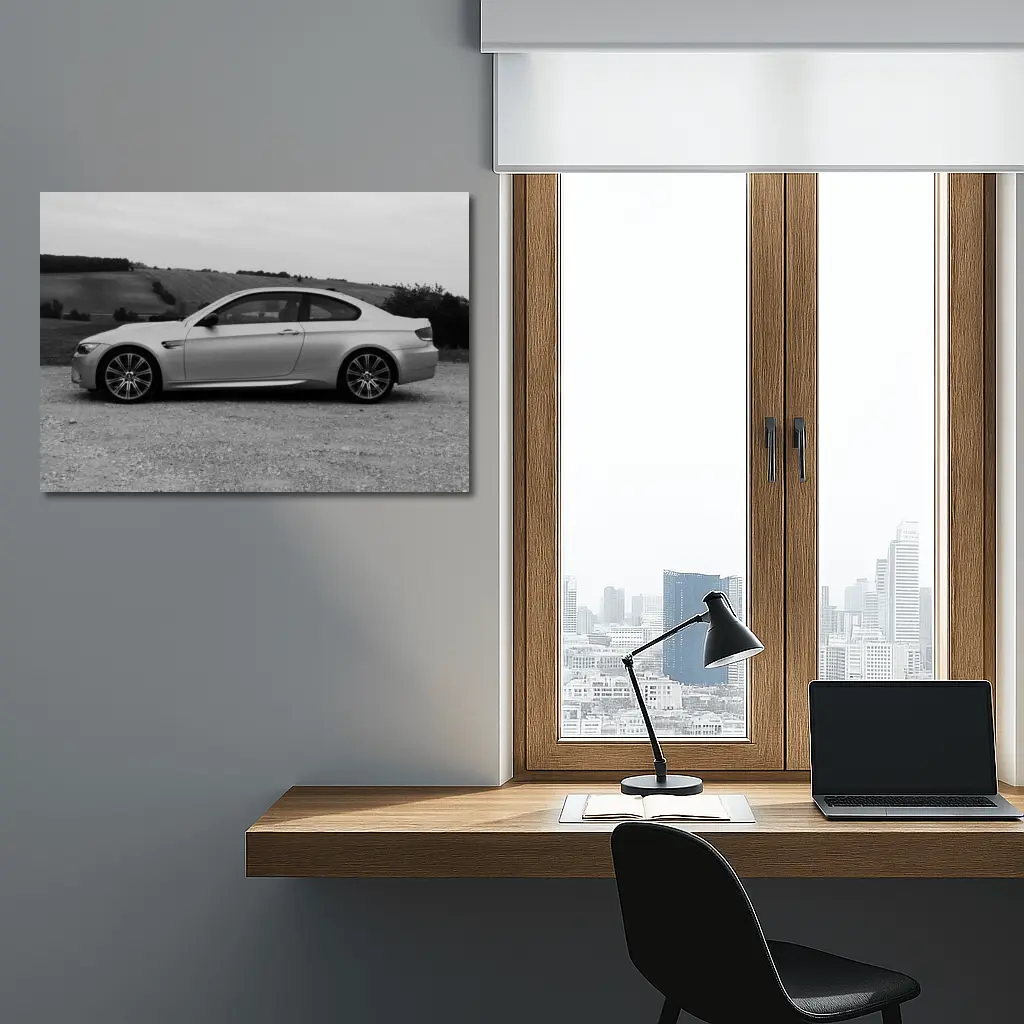 BMW M3 E92 Coupe Silver Countryside Side Profile – Wall Art