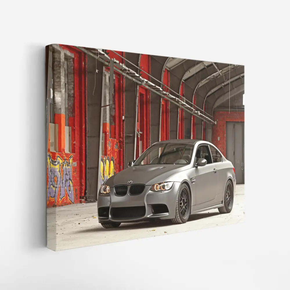 BMW M3 Matte Gray Abandoned Industrial Building – Wall Art