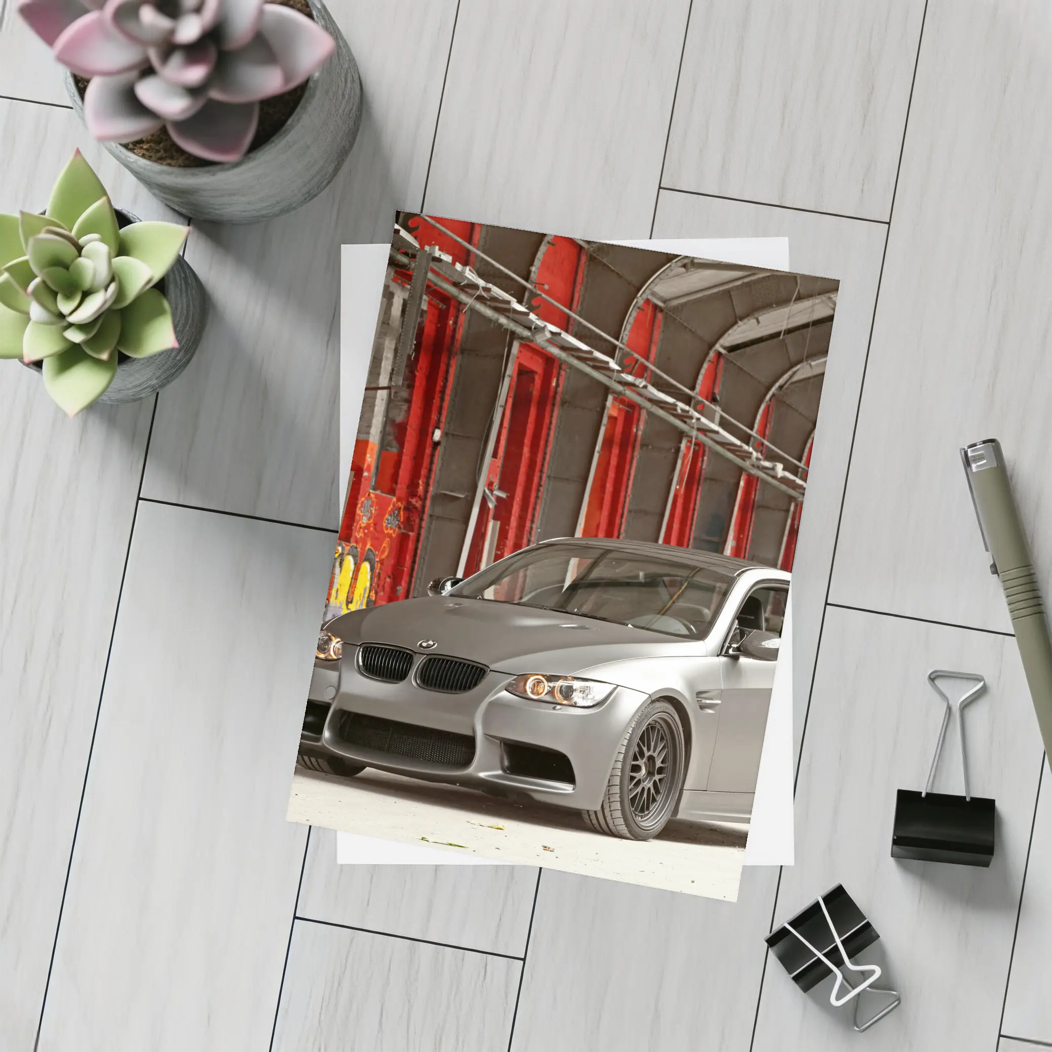 BMW M3 Matte Gray Abandoned Industrial Building – Postcards