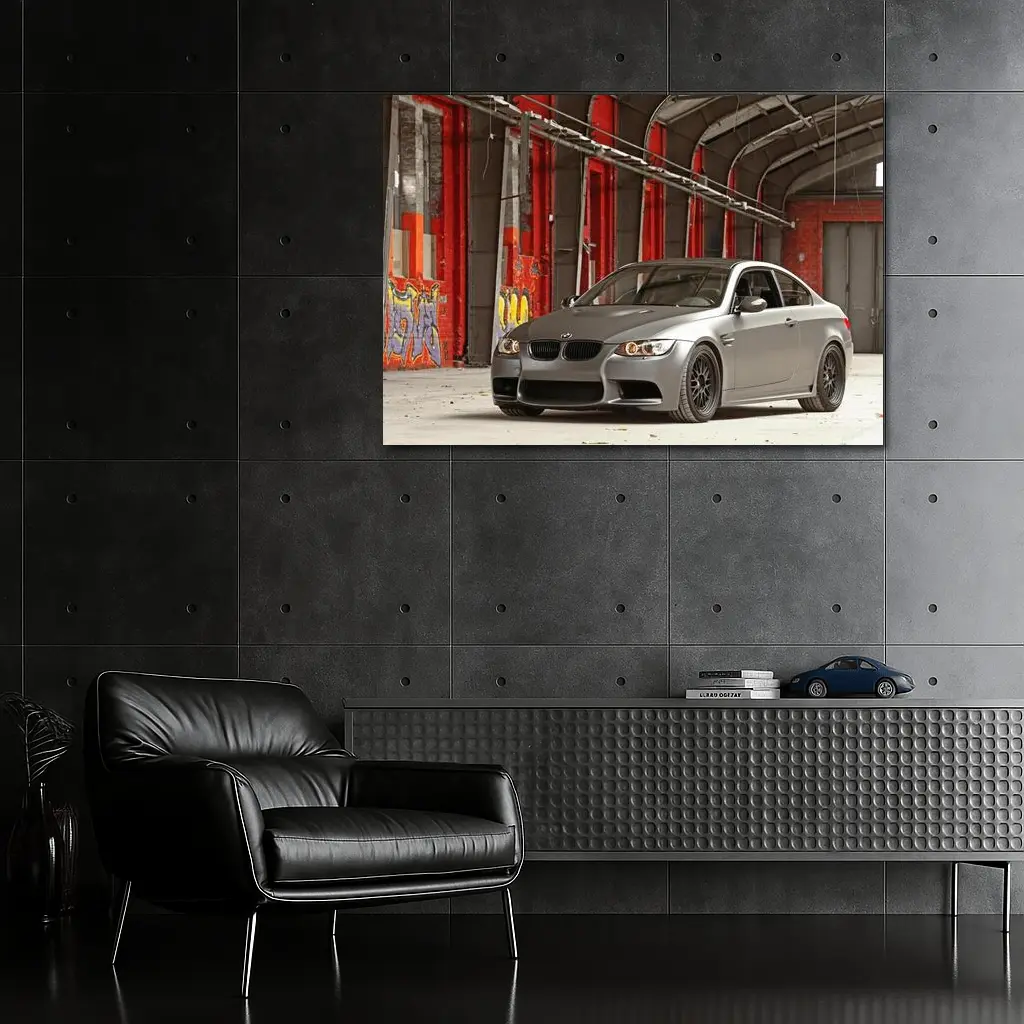 BMW M3 Matte Gray Abandoned Industrial Building – Wall Art