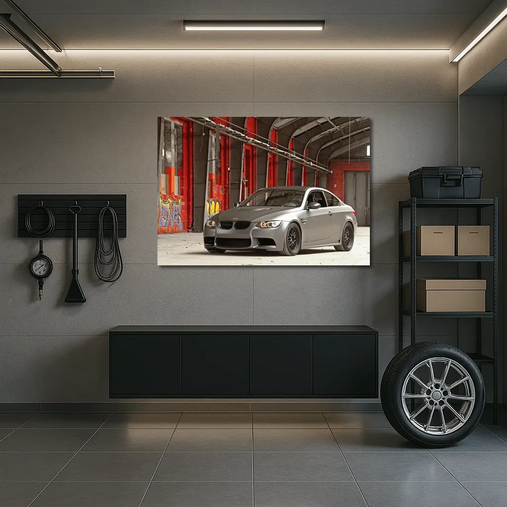 BMW M3 Matte Gray Abandoned Industrial Building – Wall Art