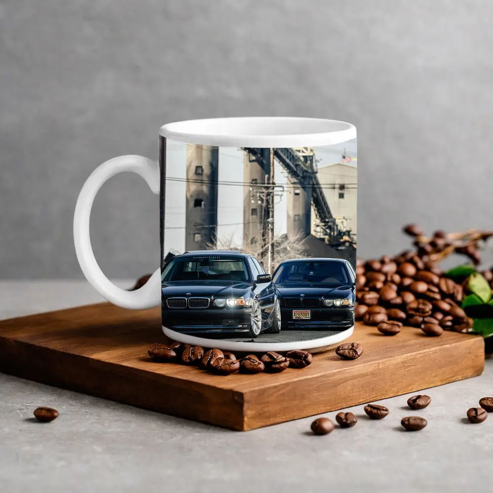 BMW 750il E38 Duo Industrial Background – Mugs