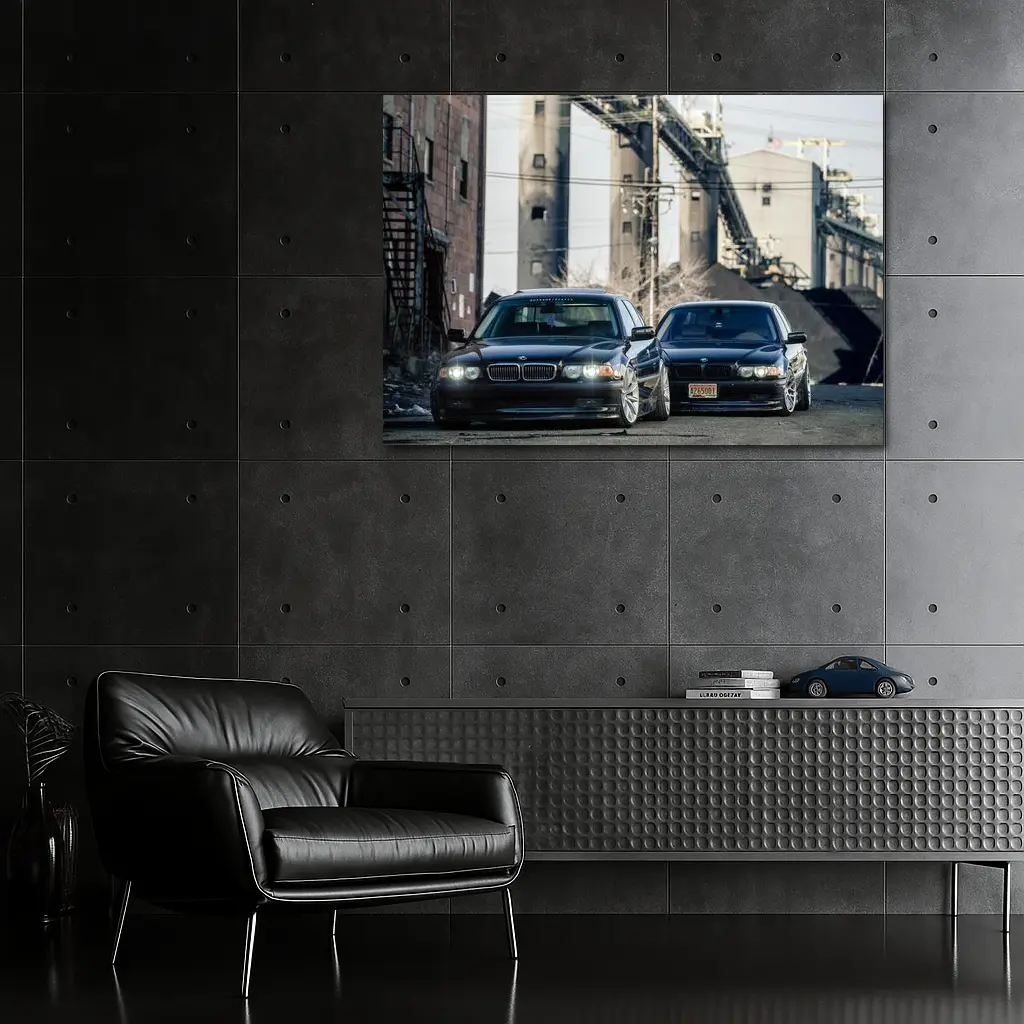 BMW 750il E38 Duo Industrial Background – Wall Art