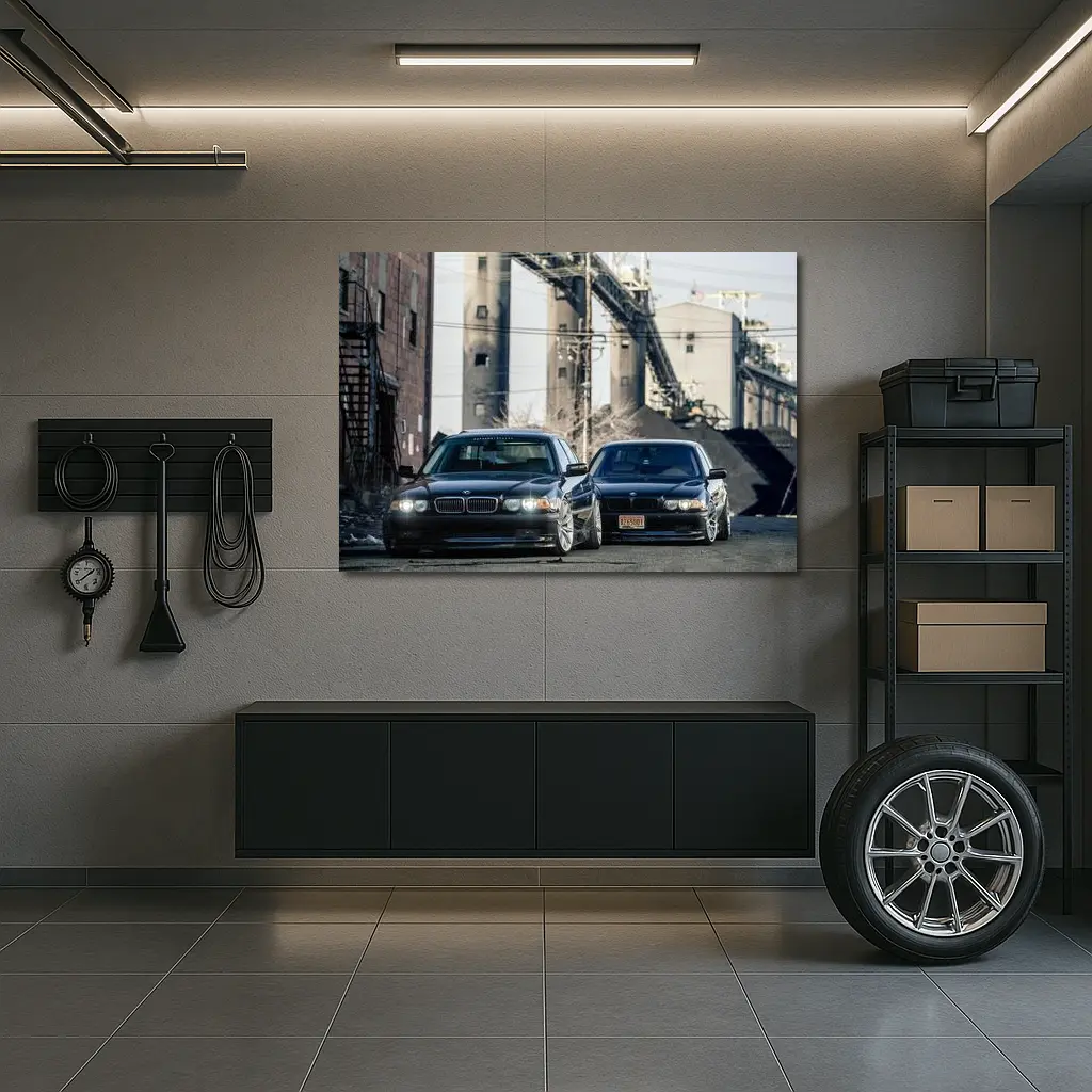 BMW 750il E38 Duo Industrial Background – Wall Art