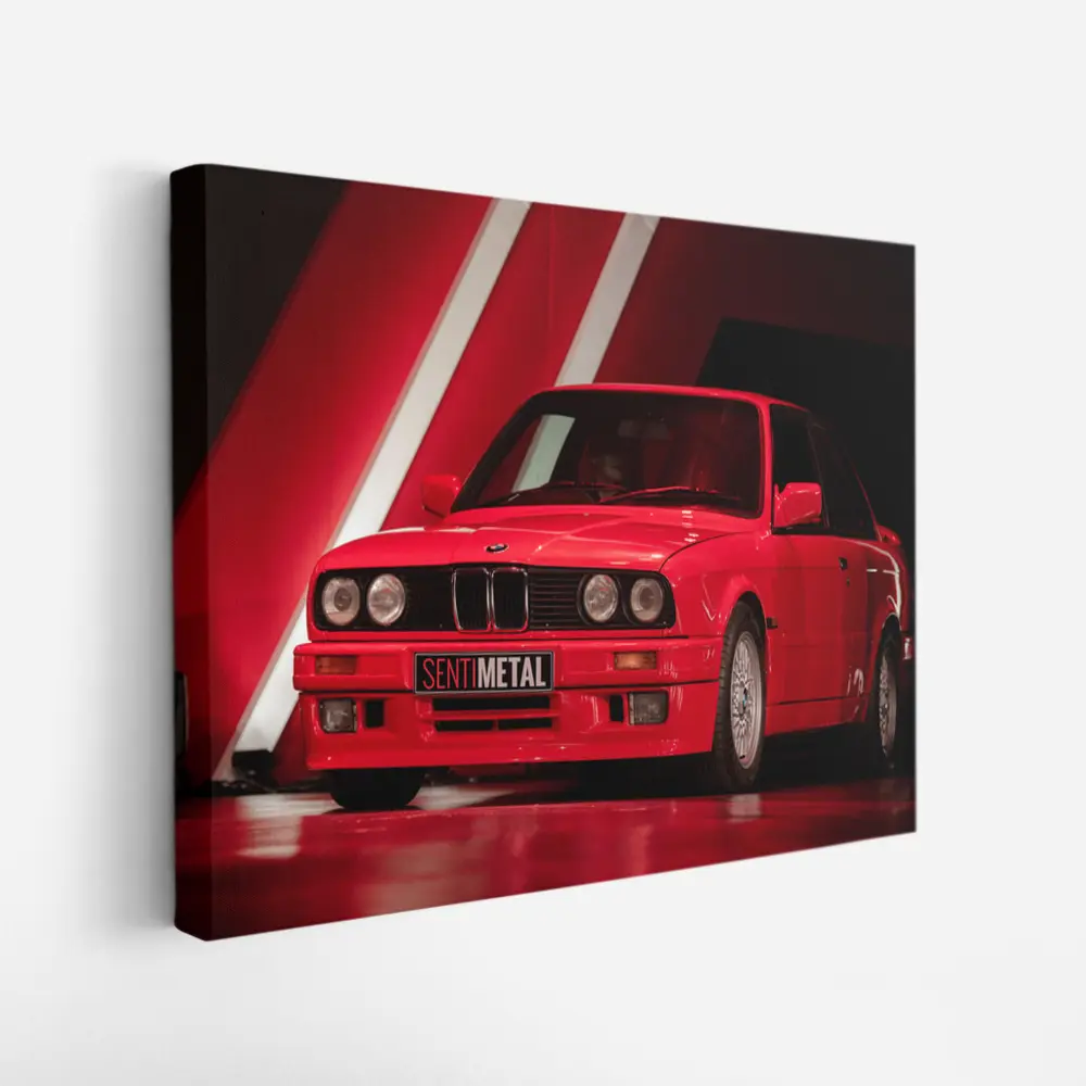 BMW E30 Red Classic Car Dark Studio
