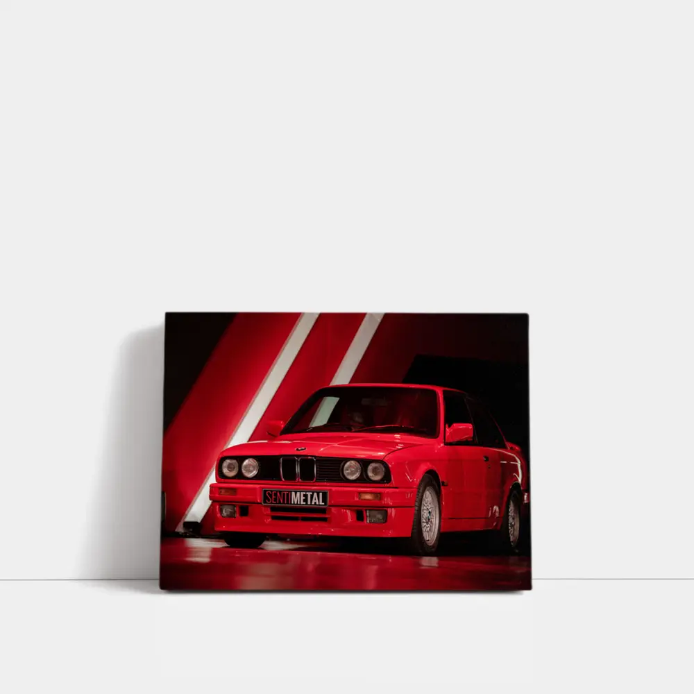 BMW E30 Red Classic Car Dark Studio – Wall Art