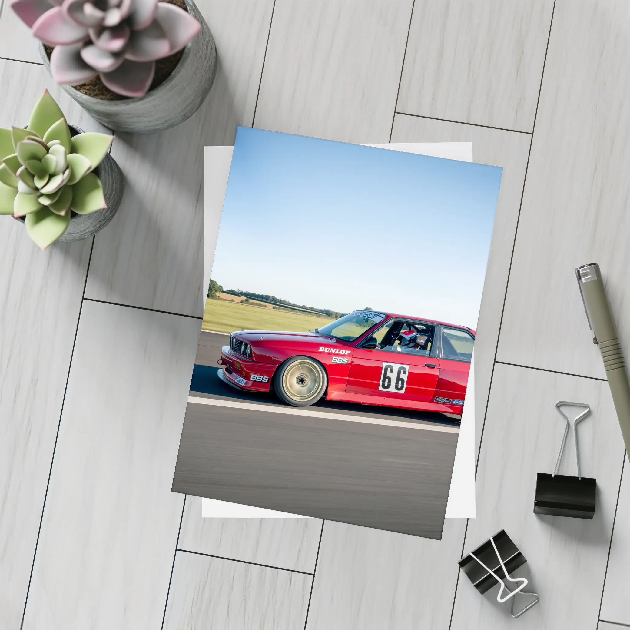 BMW E30 M3 Red Race Car Track – Postcards