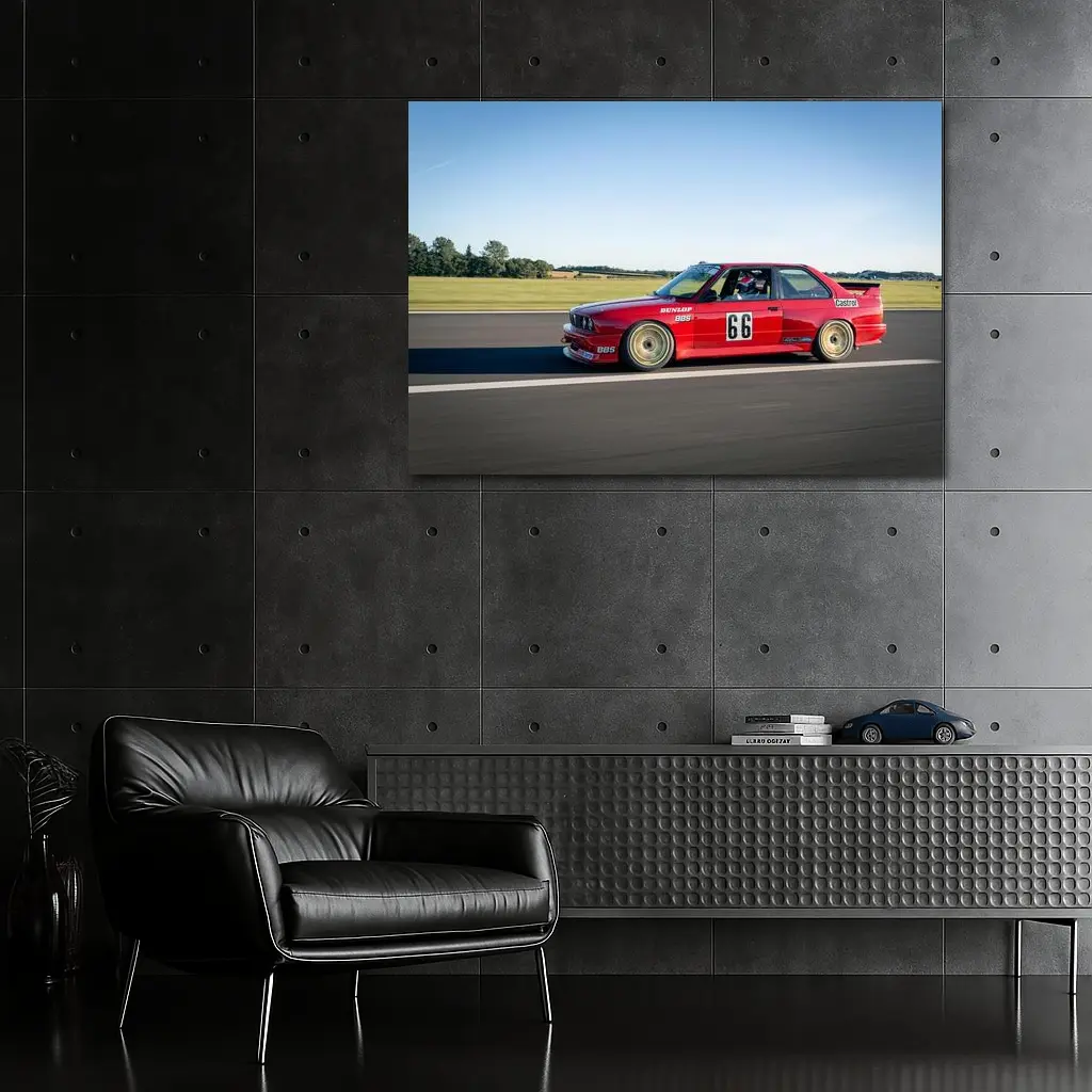 BMW E30 M3 Red Race Car Track – Wall Art