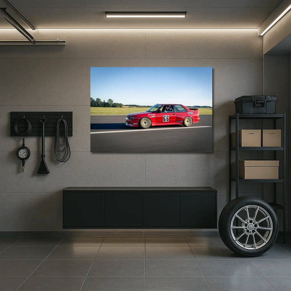 BMW E30 M3 Red Race Car Track – Wall Art