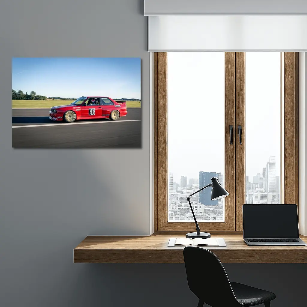 BMW E30 M3 Red Race Car Track – Wall Art