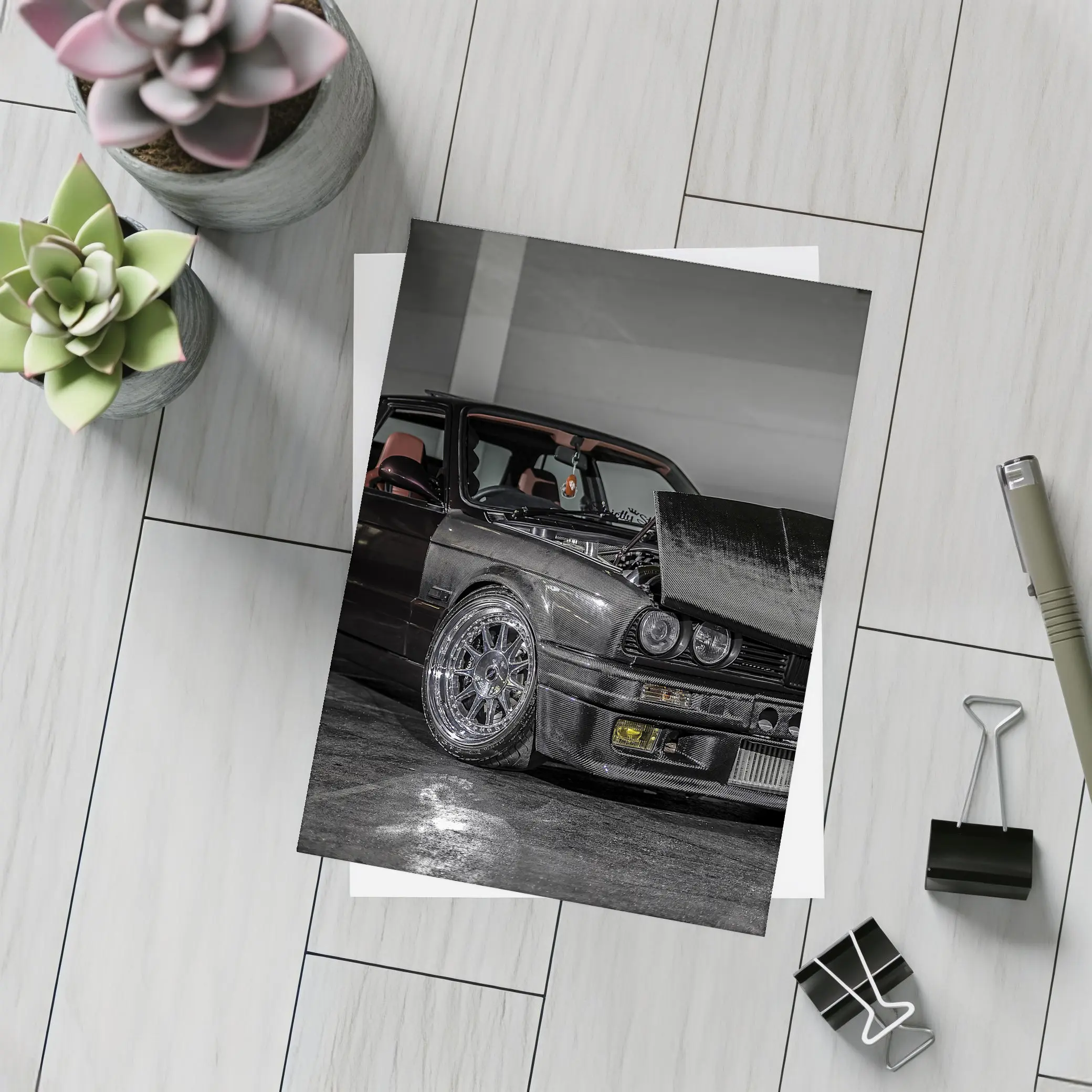 BMW E30 Tuned Carbon Wide Body Dark Garage – Postcards
