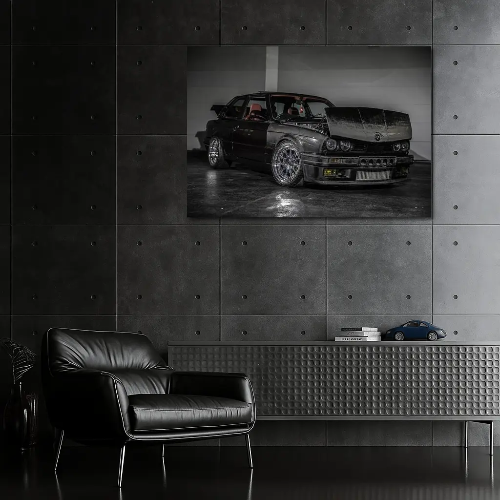 BMW E30 Tuned Carbon Wide Body Dark Garage – Wall Art