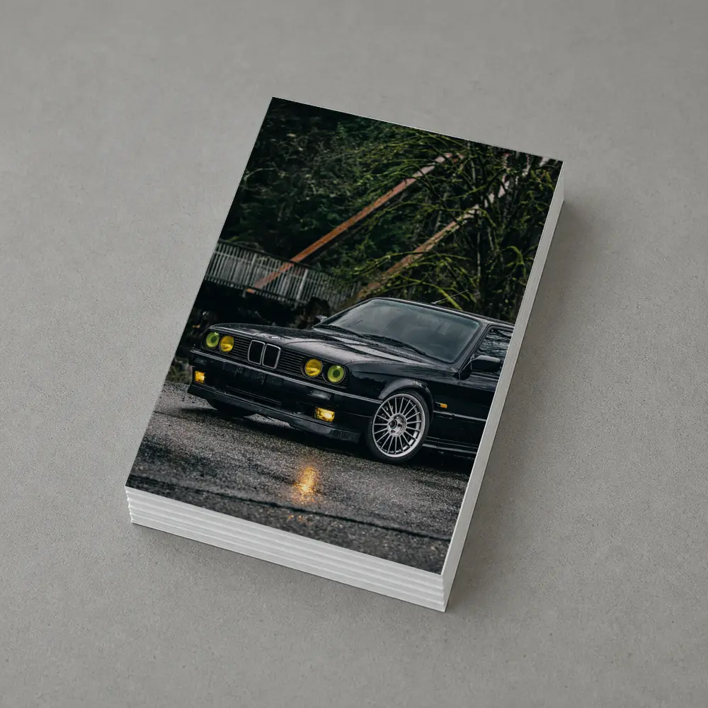 BMW E30 Touring Wagon Black Wet Street – Postcards