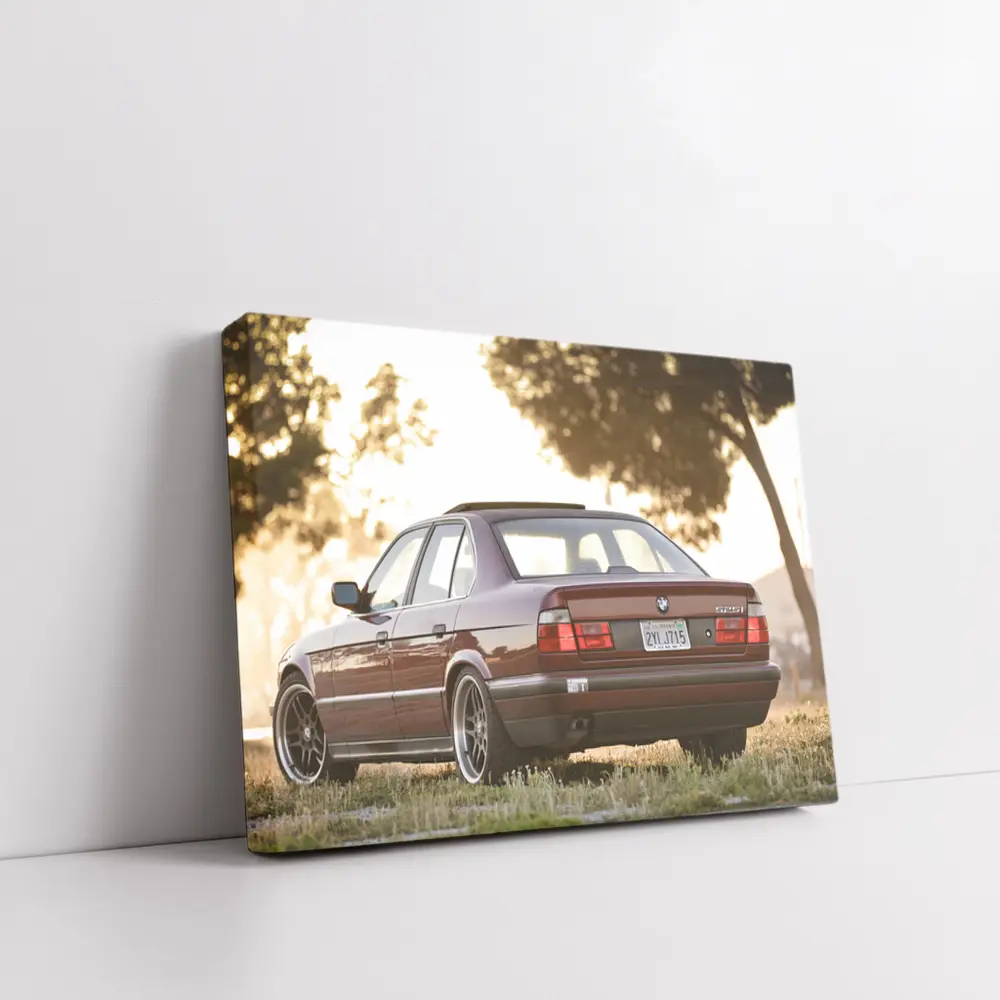 BMW E34 525i Sedan Golden Hour Park – Wall Art