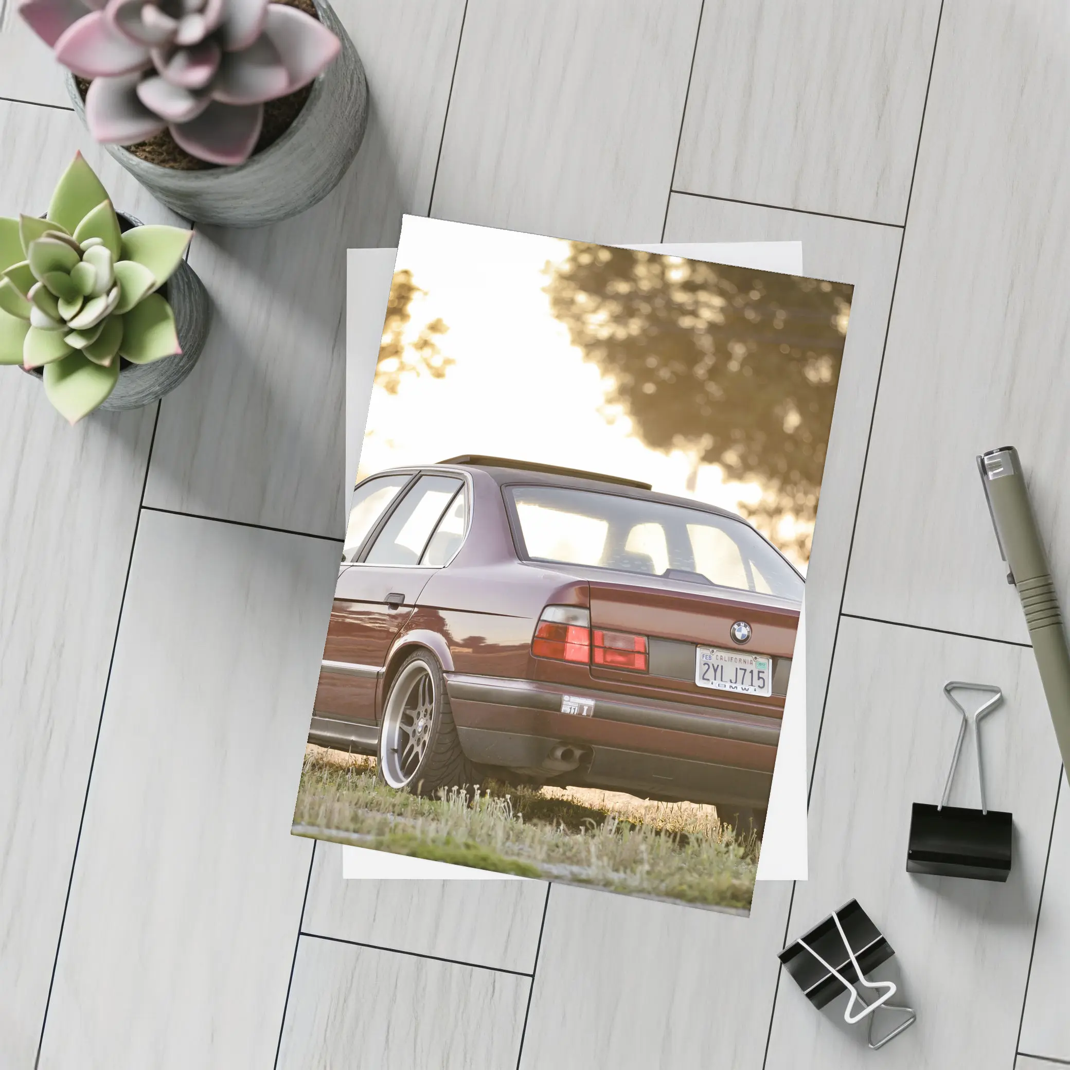 BMW E34 525i Sedan Golden Hour Park – Postcards