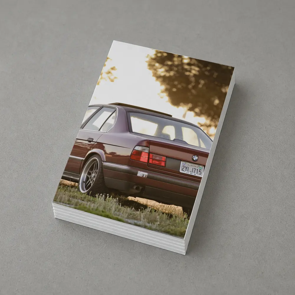 BMW E34 525i Sedan Golden Hour Park – Postcards