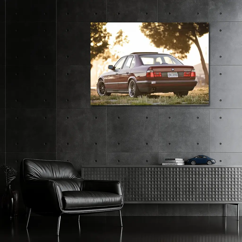 BMW E34 525i Sedan Golden Hour Park – Wall Art