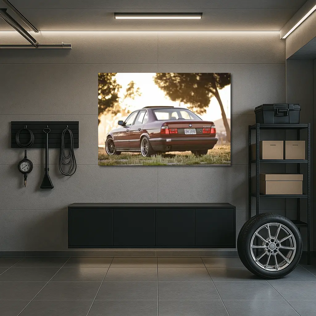 BMW E34 525i Sedan Golden Hour Park – Wall Art