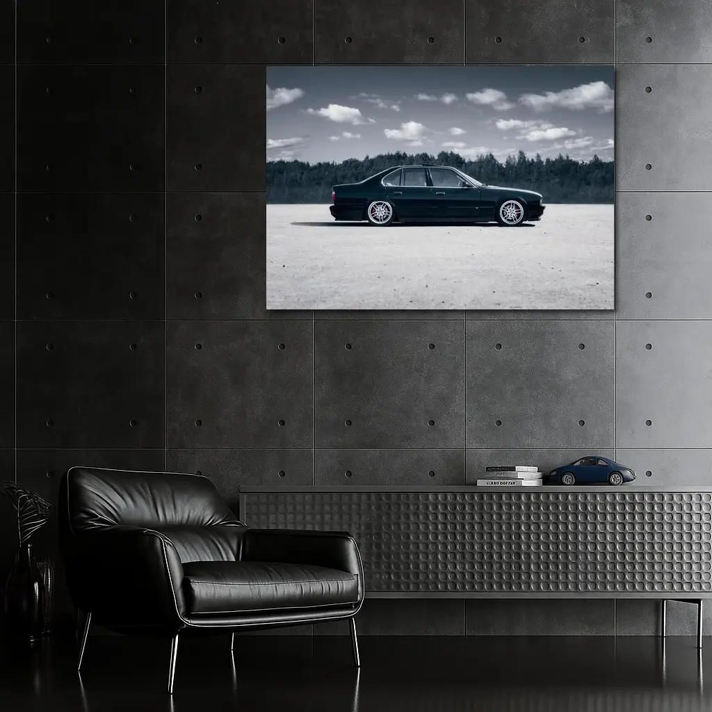 BMW E34 Slammed Stance Open Field – Wall Art