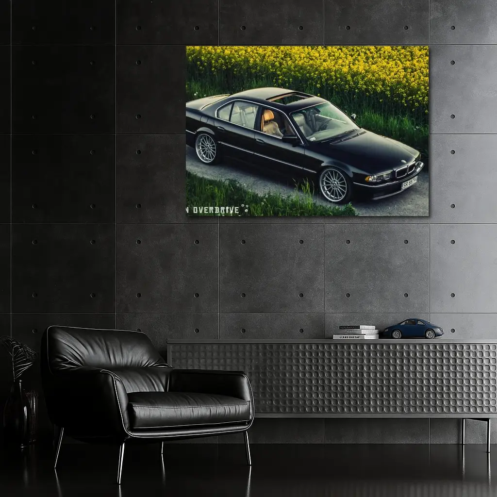 BMW 7 Series E38 Black Rapeseed Field – Wall Art
