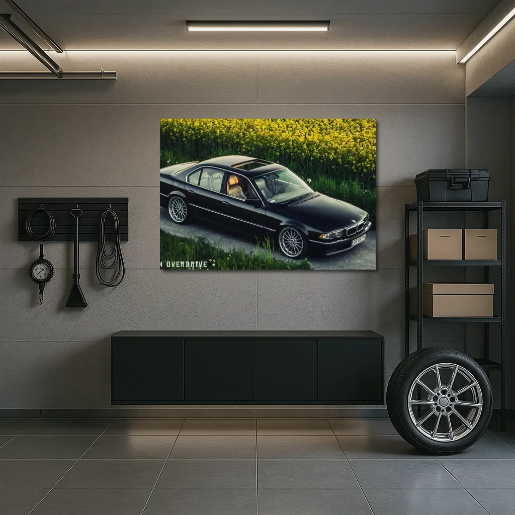 BMW 7 Series E38 Black Rapeseed Field – Wall Art