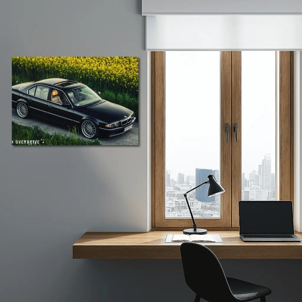 BMW 7 Series E38 Black Rapeseed Field – Wall Art