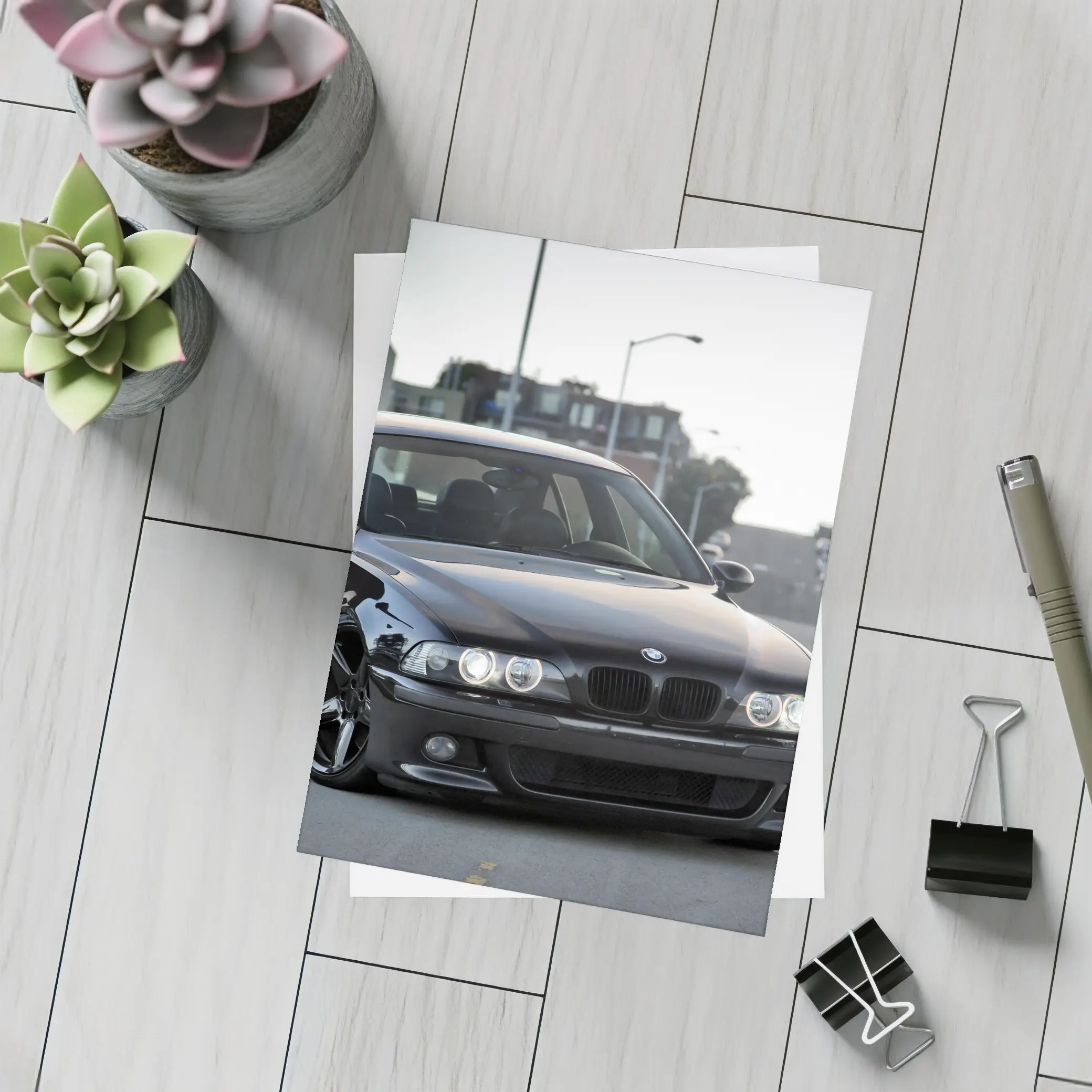 BMW M5 E39 Black Urban Street Scene – Postcards