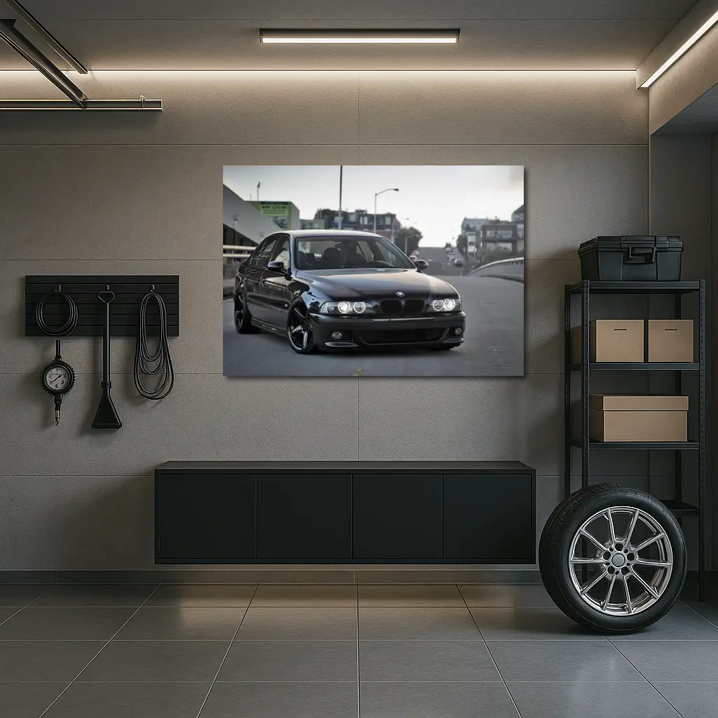 BMW M5 E39 Black Urban Street Scene – Wall Art