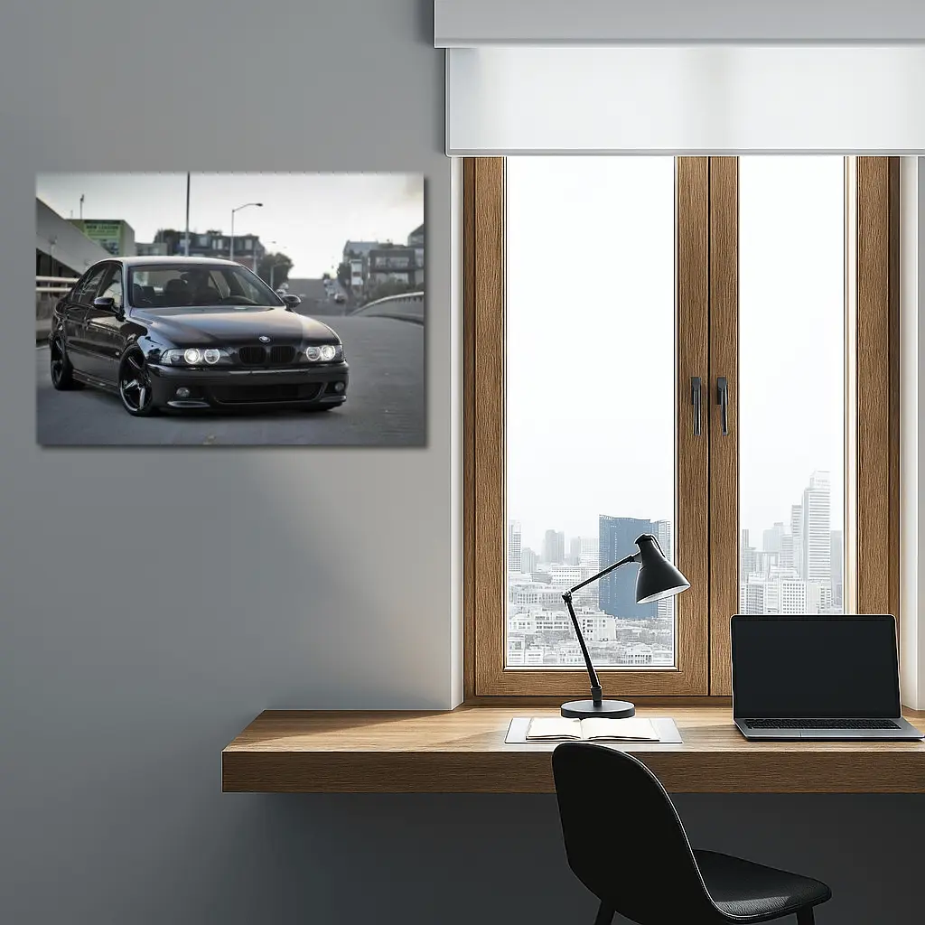 BMW M5 E39 Black Urban Street Scene – Wall Art