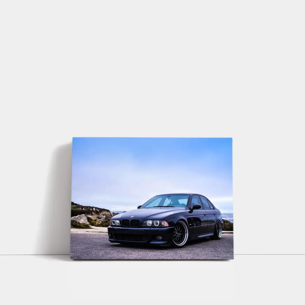 BMW E39 M5 Black Coastal Road Scene – Wall Art