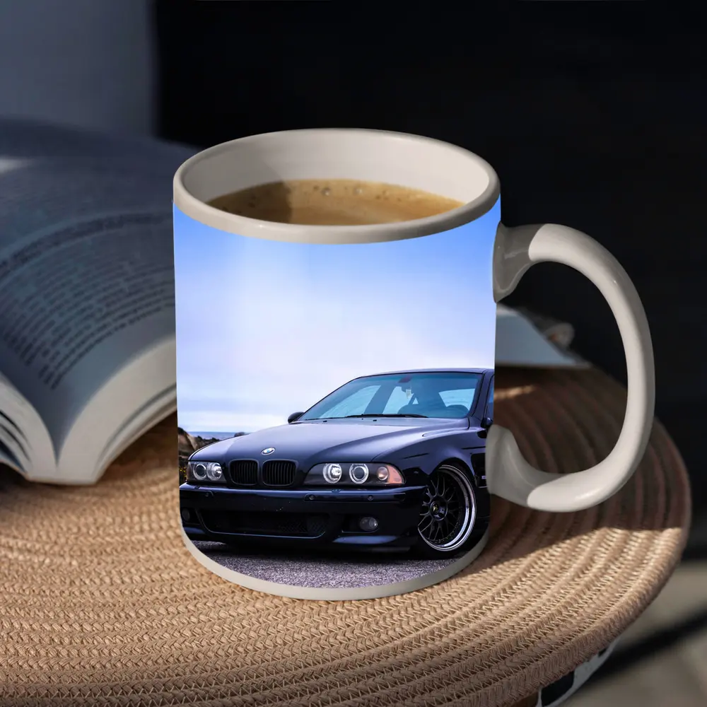 BMW E39 M5 Black Coastal Road Scene – Mugs