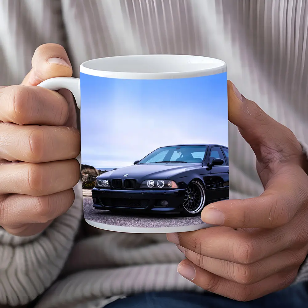 BMW E39 M5 Black Coastal Road Scene – Mugs