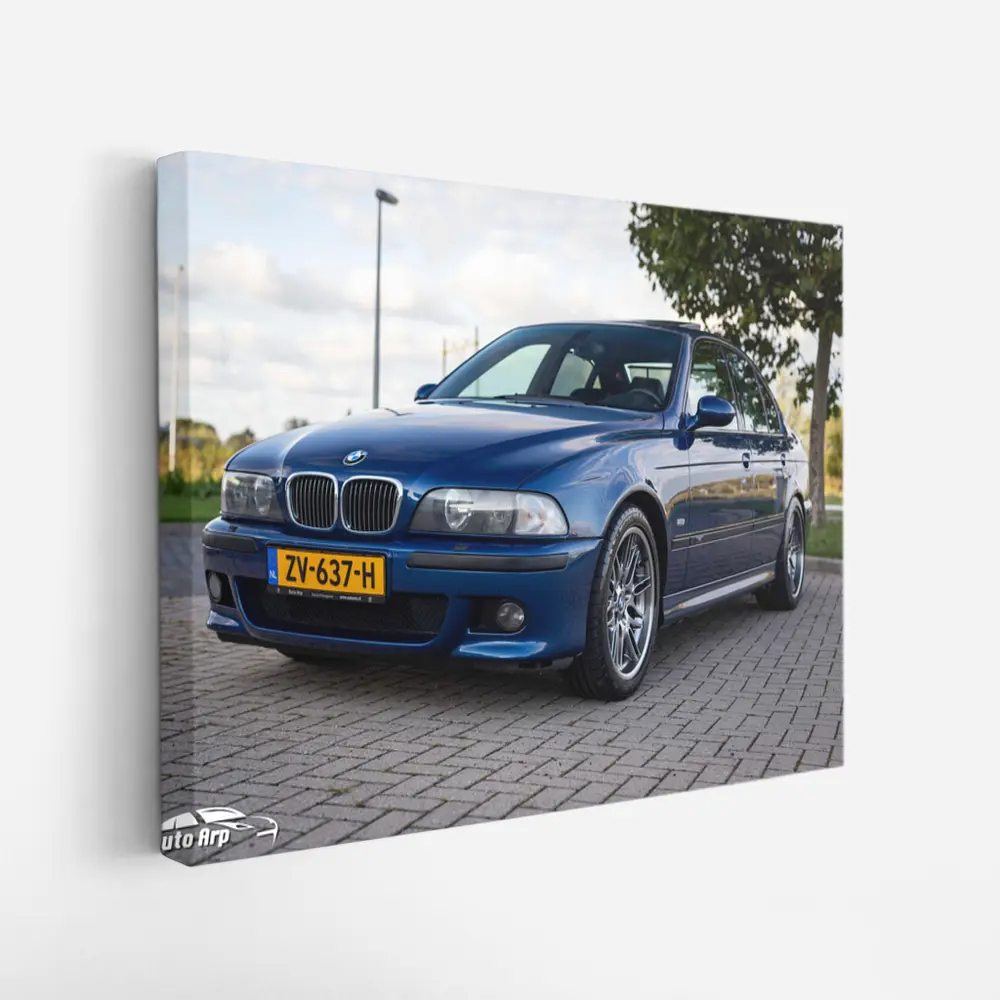 BMW E39 M5 Blue Sedan Parked Outside – Wall Art
