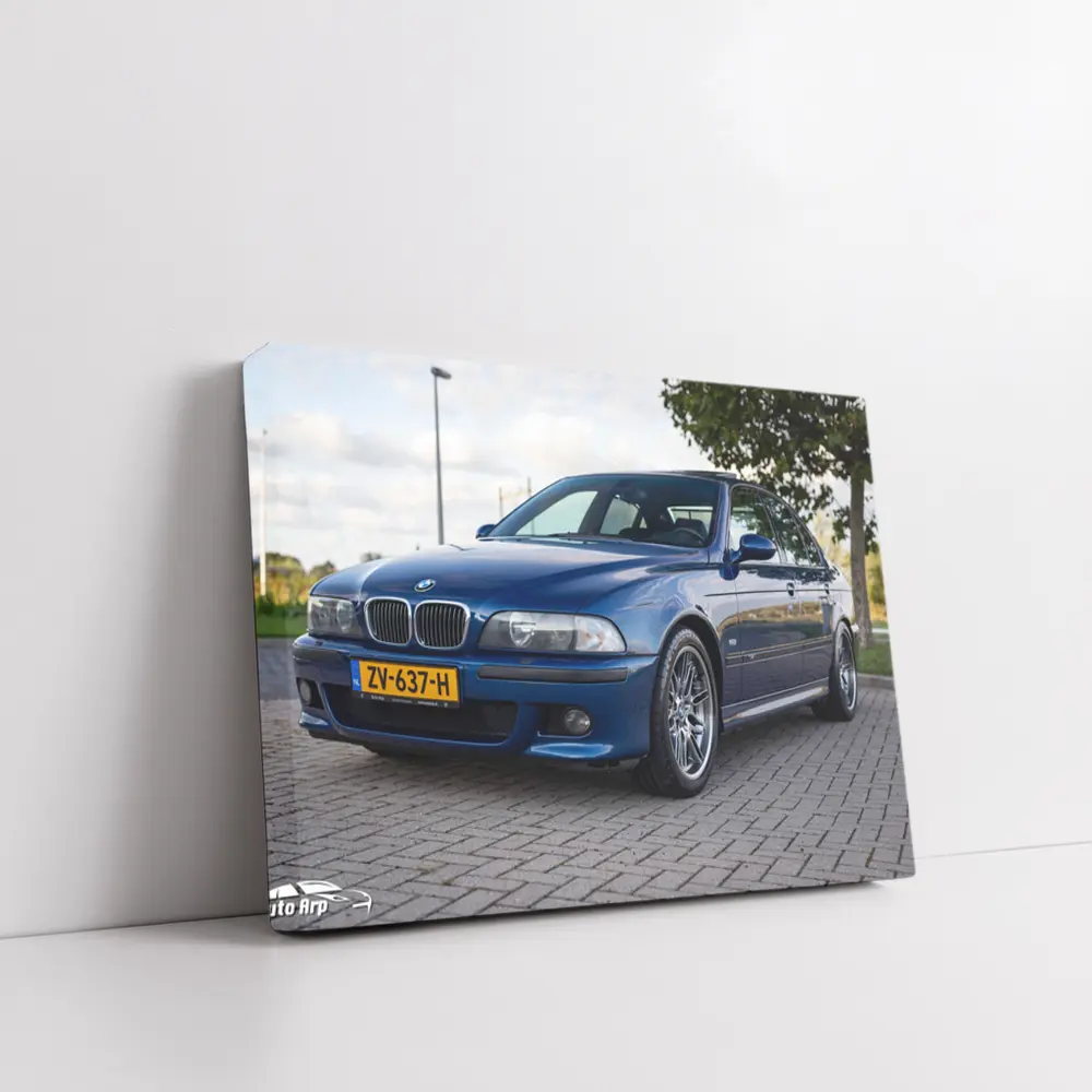 BMW E39 M5 Blue Sedan Parked Outside – Wall Art