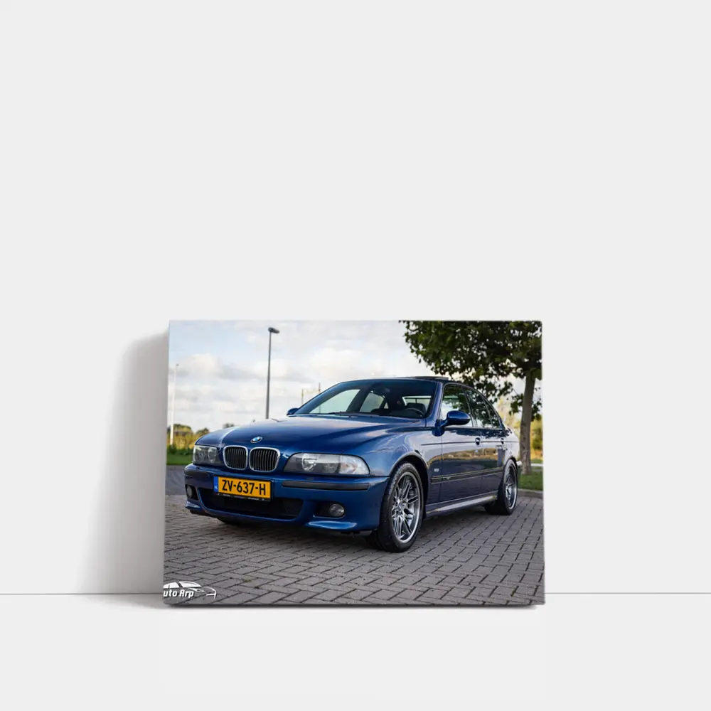 BMW E39 M5 Blue Sedan Parked Outside – Wall Art