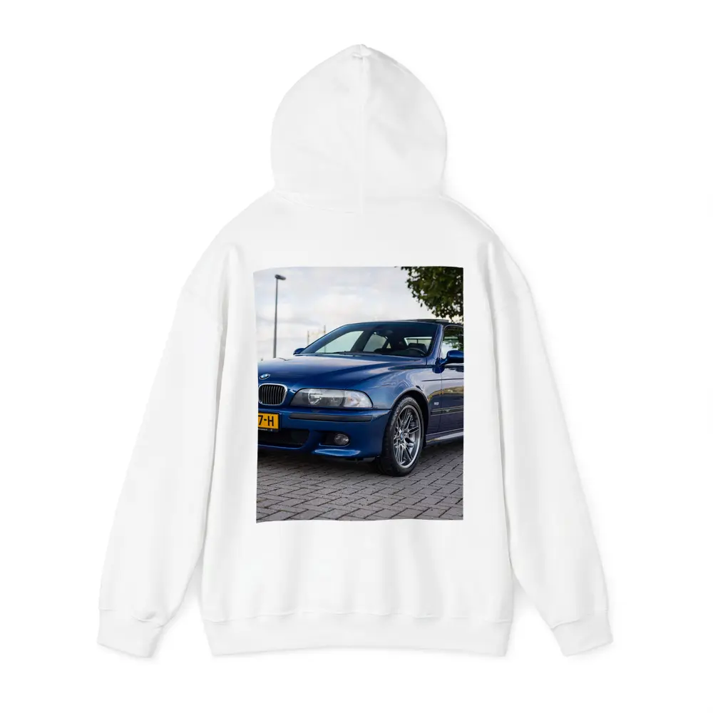 BMW E39 M5 Blue Sedan Parked Outside – Hoodies