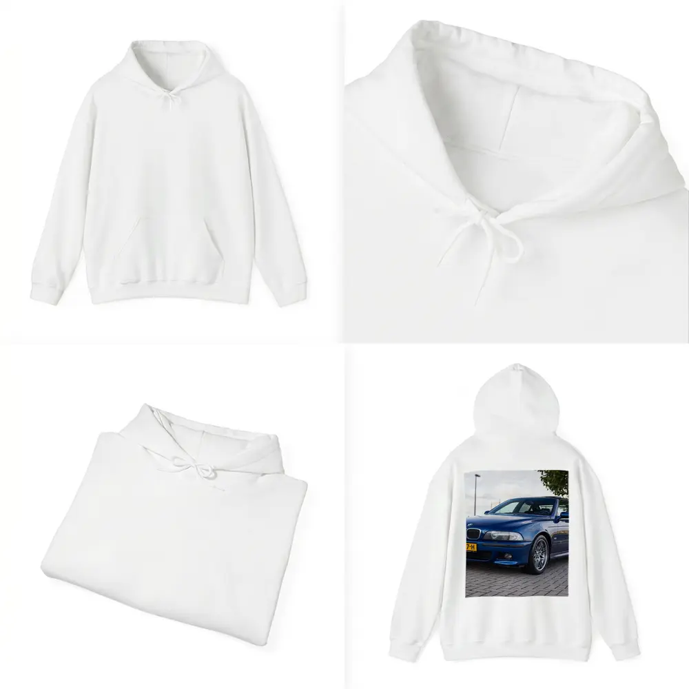 BMW E39 M5 Blue Sedan Parked Outside – Hoodies